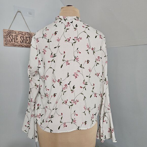 New Tempted Los Angeles Womens XL Cardigan Floral Long Bell Sleeve Kimono - Picture 4 of 14